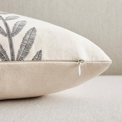 100% Cotton Farmhouse Leaves Lumbar Throw Pillow Covers Set of 2, 12x20 Inch - Image 3