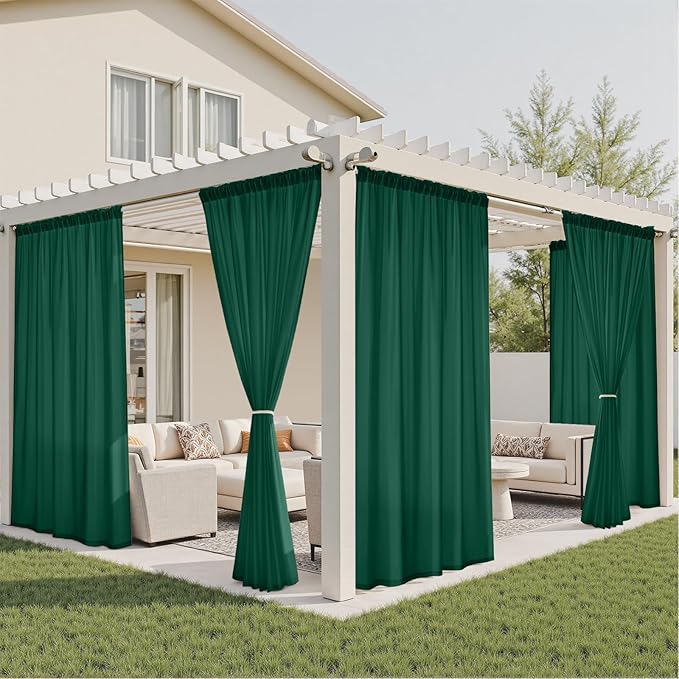 HOMEIDEAS Non-See-Through Dark Green Privacy Semi Sheer Curtains 96 Inches Long - Image 6