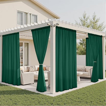 HOMEIDEAS Non-See-Through Dark Green Privacy Semi Sheer Curtains 96 Inches Long - Image 6