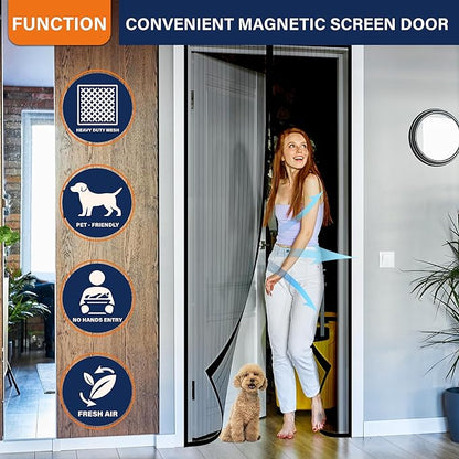 Magnetic Screen Door, Self Sealing Magnets, Easy Install Screen Doors - Image 2