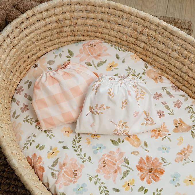 Gllquen Baby Bassinet Sheets 4 Pack, Breathable Cozy Fitted Mattress Sheet - Image 4