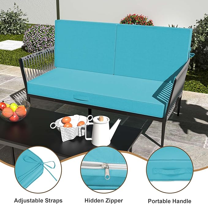 Outdoor Loveseat Cushion Set 46 x 26 Inch, Waterproof & Fade-Resistant Deep - Image 5