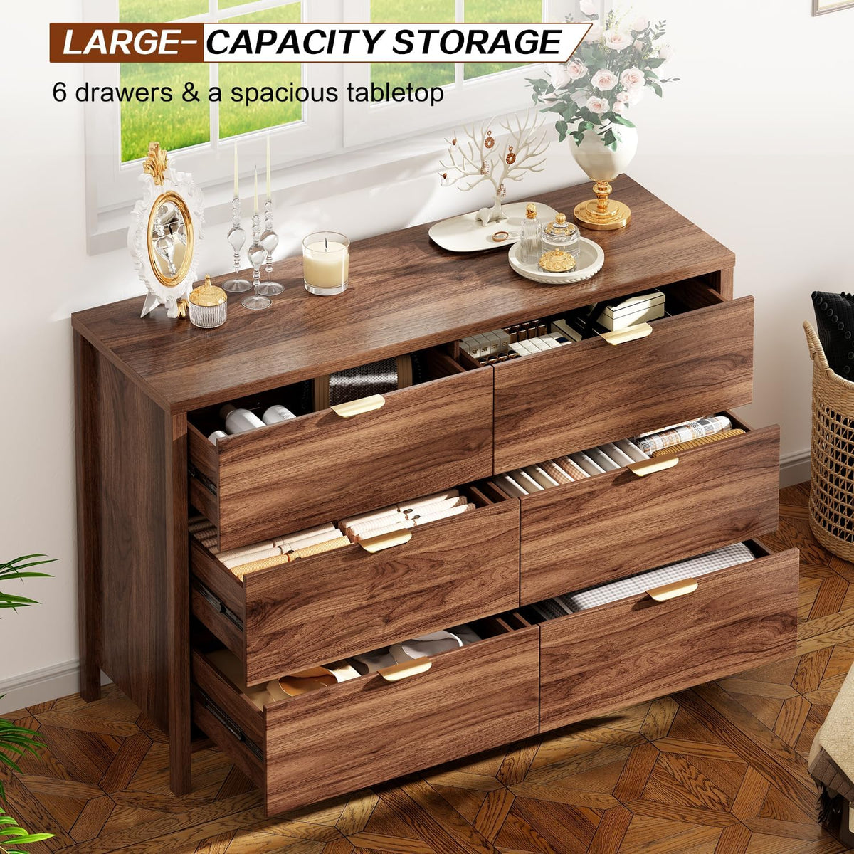 ieejdn dresser for bedroom with 6 drawers, 47.2", close-up detail
