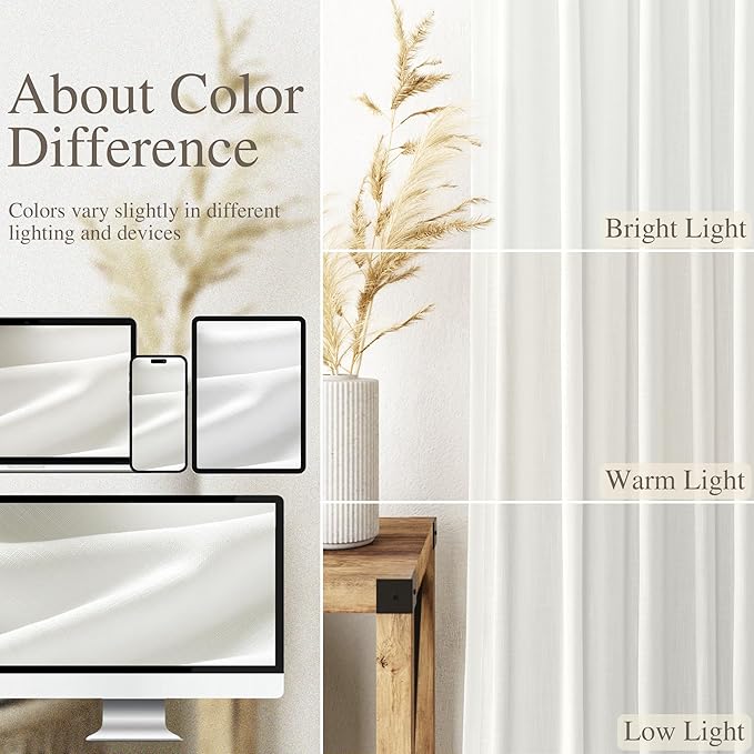 Nanspring Ivory Curtains 2 Panels - Image 4