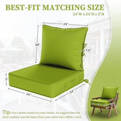 Outdoor Seat Cushion Set 24 L × 24 W × 5 H Inch Waterproof & Fade Resistant - Image 2
