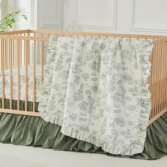 Brandream Crib Bed Skirt for Baby Girls Boys Gray Boho Bohemian Neutral Solid - Image 7