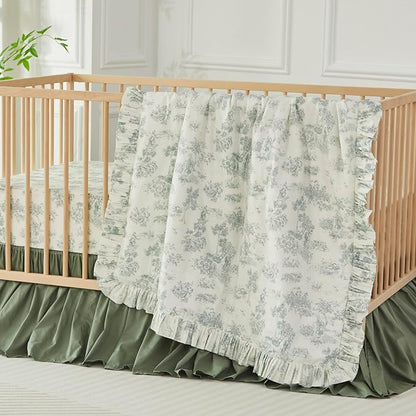 Brandream Crib Bed Skirt for Baby Girls Boys Gray Boho Bohemian Neutral Solid - Image 7