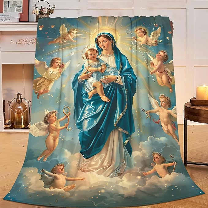 Virgin Mary Blanket Our Lady of Guadalupe Throw Blanket Flannel Stuff Merch by Unknown