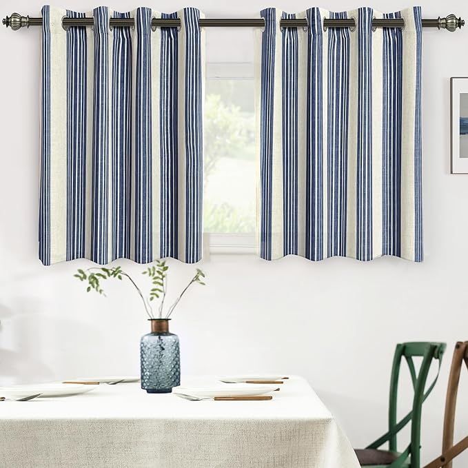 DriftAway Farmhouse Vertical Striped Linen Blend Textured Light Filtering Semi by DriftAway