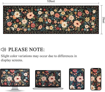 DUKINO 3x10 Runner Rug for Hallway, Washable Kitchen Floral Runner Rug - Image 2