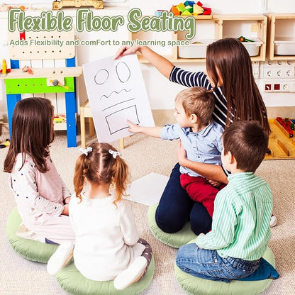 Fumete 12 Pcs Floor Pillows Cushions Seating 16 x 16 Inches Color Round Seat - Image 6