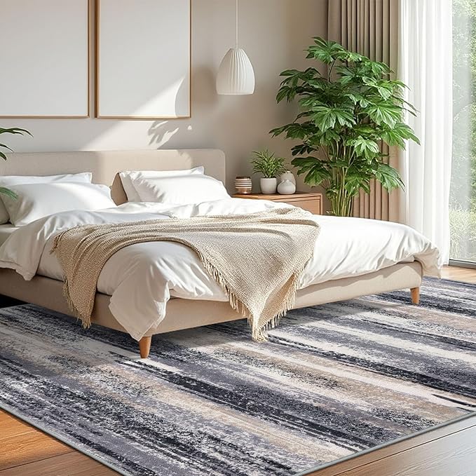Modern Abstract 8x10 Large Machine Washable Living Room Rug Non-Slip Soft - Image 2