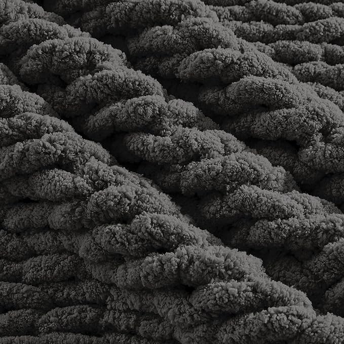 Carriediosa Chunky Knit Throw Blanket 50" X 60", 100% Hand Made Large Chenille - Image 7