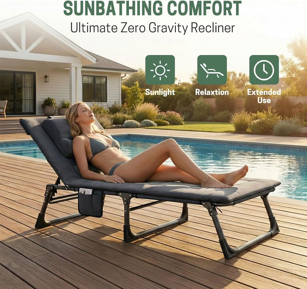 mopaicot camping cots for adults, camping lounge chair showing dimensions