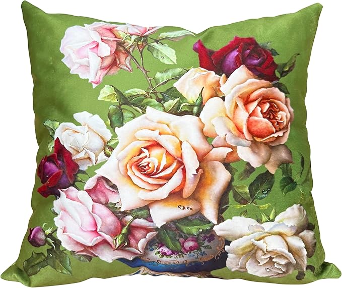 Elegant Velvet Floral Throw Pillow Cover Double Sides Handmake Flower by whooplaArt