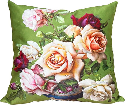 Elegant Velvet Floral Throw Pillow Cover Double Sides Handmake Flower by whooplaArt
