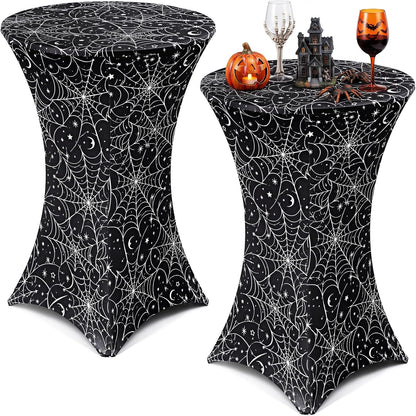2 Pack Halloween Cocktail Tablecloth, Round High Top Table Covers