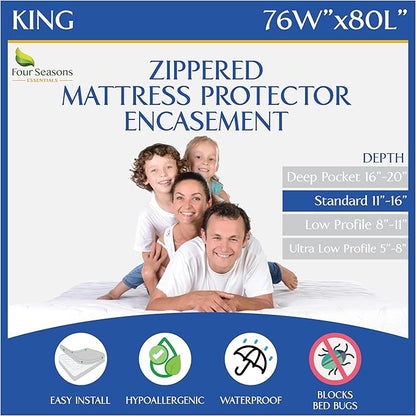 King Size Mattress Protector Bed Bug Waterproof Zippered Cover by FourSeasonsEssentials