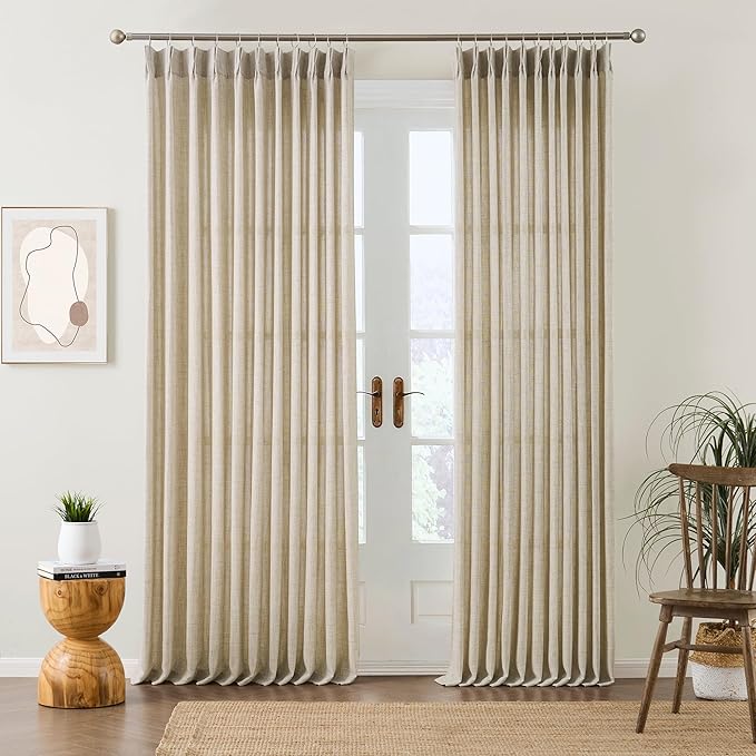 RAIN CITY Beige Pinch Pleated Sheer Curtains 86 Inches Long, W50 x L86 Inch - Image 5