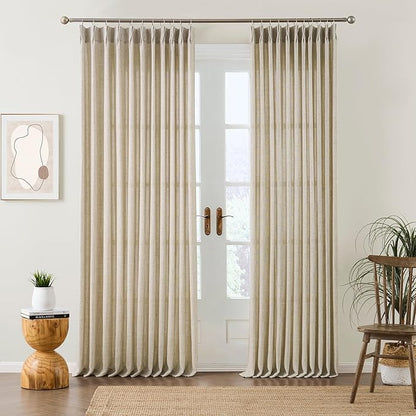 RAIN CITY Beige Pinch Pleated Sheer Curtains 86 Inches Long, W50 x L86 Inch - Image 5