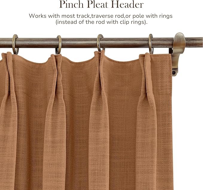 TWOPAGES 52 W x 120 L inch Pinch Pleated Curtain Room Darkening Linen Drapery - Image 4