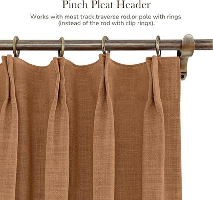 TWOPAGES 52 W x 120 L inch Pinch Pleated Curtain Room Darkening Linen Drapery - Image 4