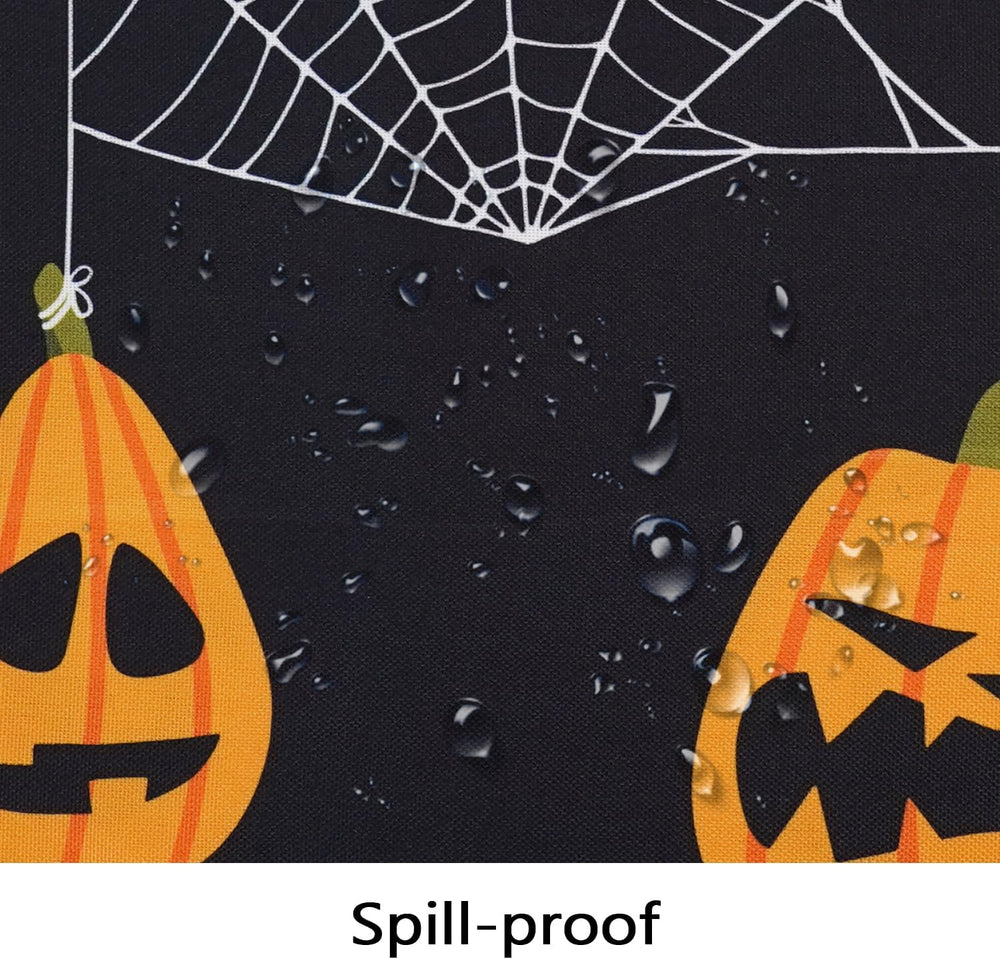 Bnejvif Oval Halloween Tablecloth with Pumpkin Spider Web Bat Design, Waterpr...