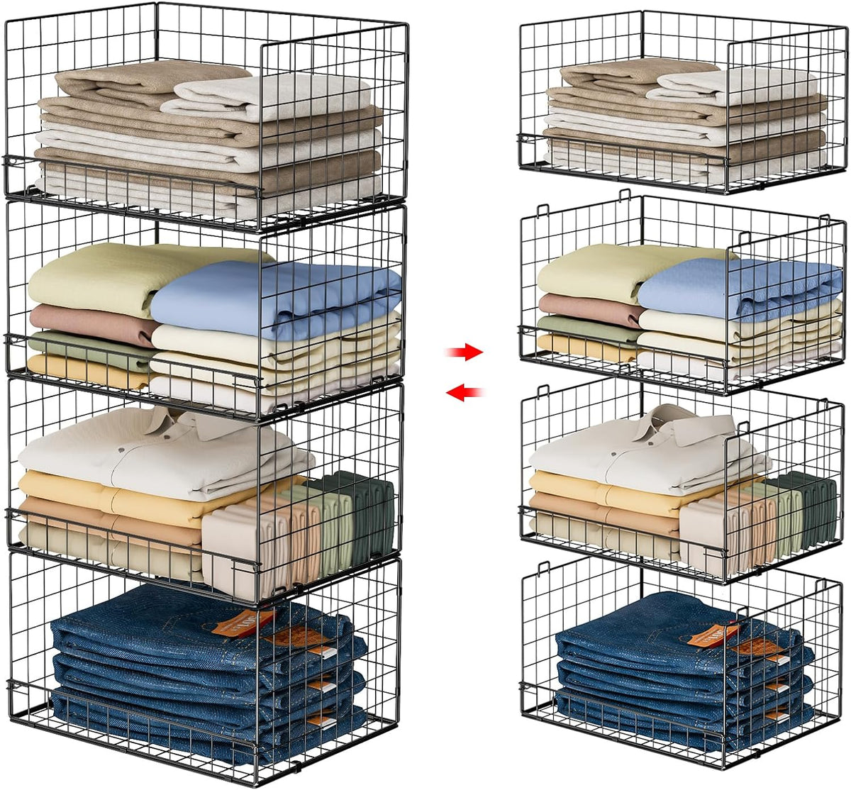 yociyoga 4-tier stackable closet organizers and storage shelves, main product view