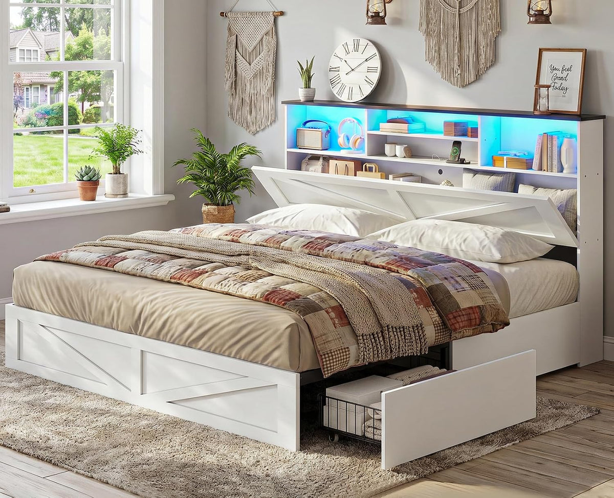 aogllati farmhouse king bed frame bed frame with, main product view