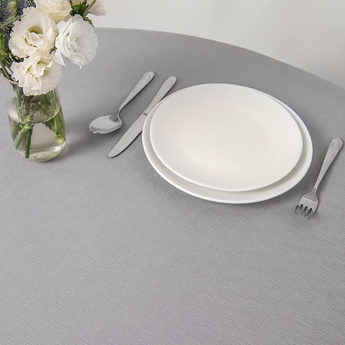 maxmill Round Linen Looking Textured Tablecloth Spill-Proof Wrinkle Free Soft - Image 5