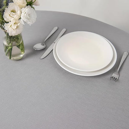 maxmill Round Linen Looking Textured Tablecloth Spill-Proof Wrinkle Free Soft - Image 5