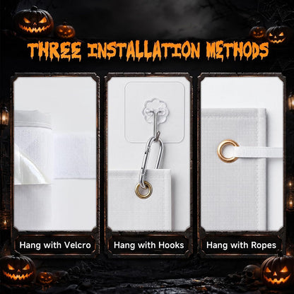 16 x 7 FT Halloween Garage Door Cover,Large 3D Skeleton Halloween Backdrop