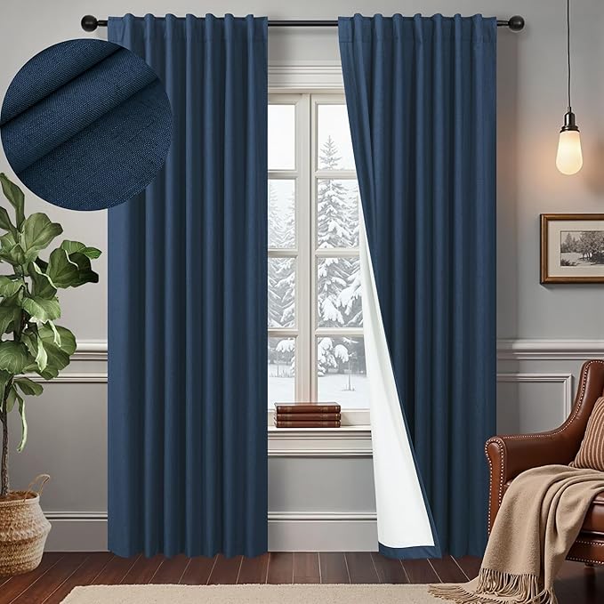 Navy Blackout Curtains 72 Inches Long by DANCURTON