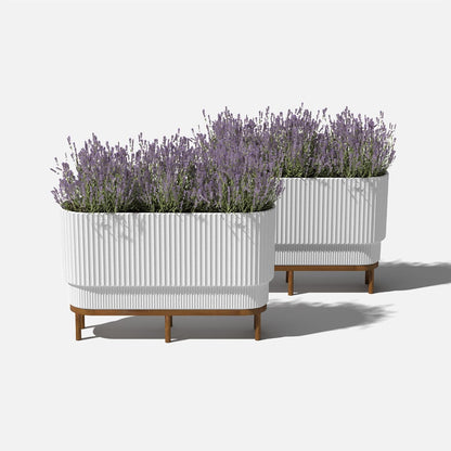 veradek demi series raised long planter - wide, front angle view