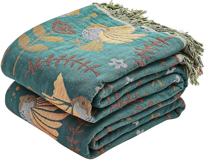 Boho Throw Blanket, 100% Cotton Ultra Soft Luxury Throw Rustic Quilt, All by XIBLC