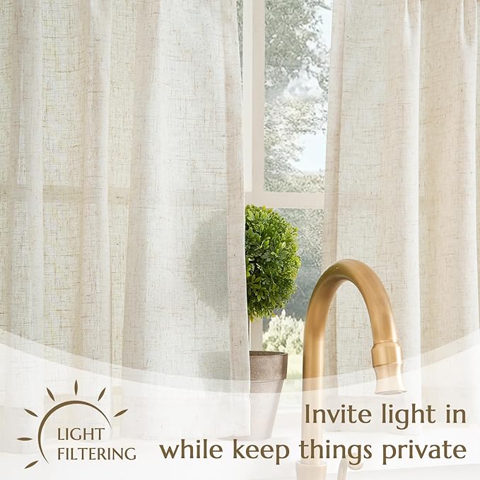 jinchan Pinch Pleated Linen Blend Curtains 45 Inch 2 Panels Light Filtering - Image 6
