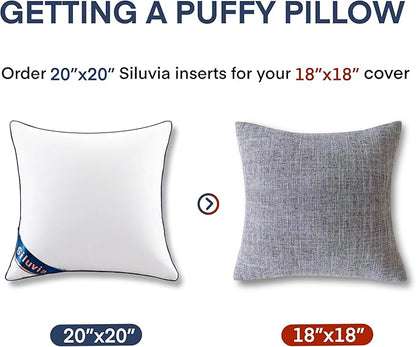 Siluvia 20"x20" Pillow Inserts Set of 2 Decorative Square Square Throw 20 - Image 3