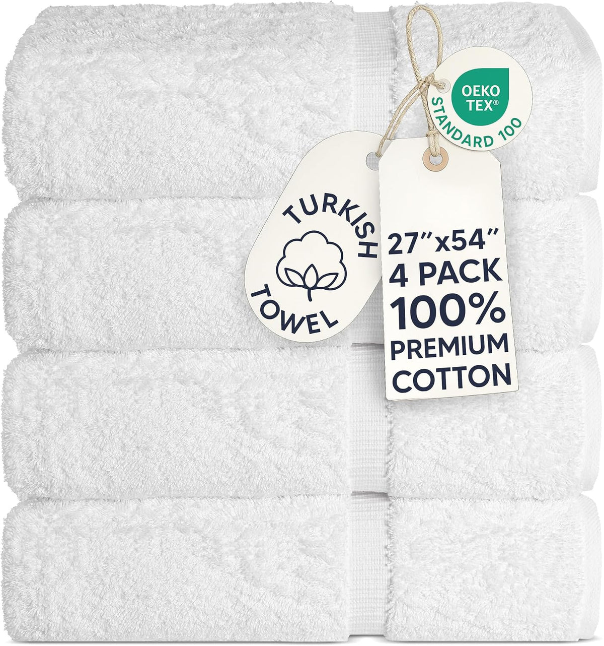 chakir turkish linens 100% cotton 4-pack bath towels shown in use