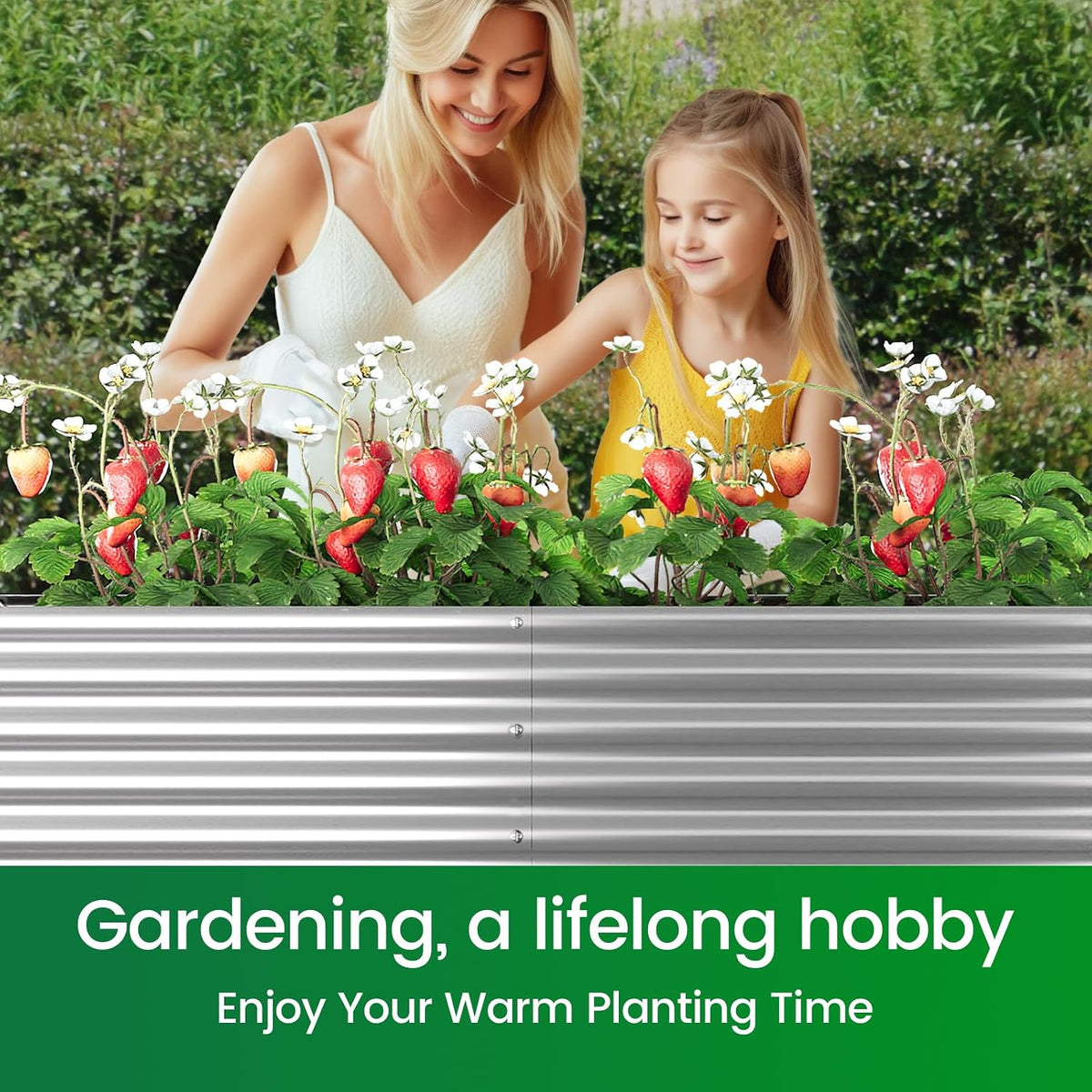 tall 8ft galvanized raised garden bed outdoor,above ground on a desk or shelf