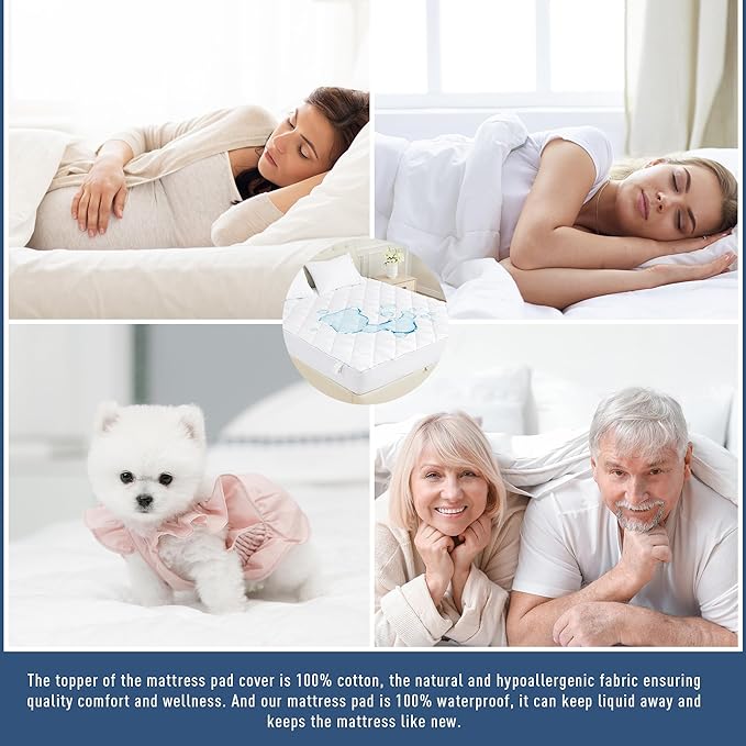 Sunflower Quilted Mattress Protector, Cotton King Cover Waterproof, Extra Deep - Image 6
