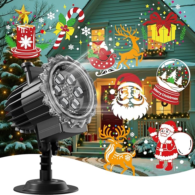 Christmas and Halloween Projector Lights Outdoor Holiday Decoration for Christmas, Halloween, Easter, Independence Day, Thanksgiving, New Year & Birthday Parties