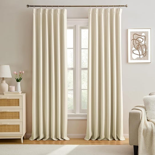 KEQIAOSUOCAI Large Pletaed Curtains 126 Inches Long, Extra Length Burg by KEQIAOSUOCAI