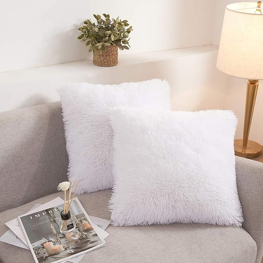XeGe Faux Fur Throw Pillow Covers, Shaggy Fluffy Cushion Covers, Plush Furry by XeGe