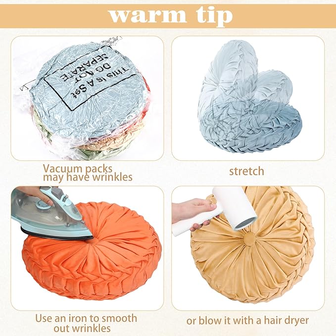 Yerliker 6 Pcs Floor Pillow Cushions 15inch Round Velvet Throw Pillows Colorful - Image 4