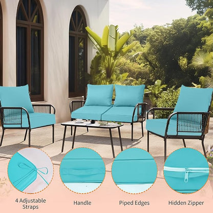 Outdoor Deep Seat Cushions 22x22'', Lake Blue - Image 3