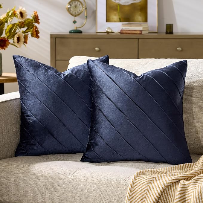 GIGIZAZA Navy Velvet Pillow Covers 20x20 by GIGIZAZAFocusingonhomedecoration