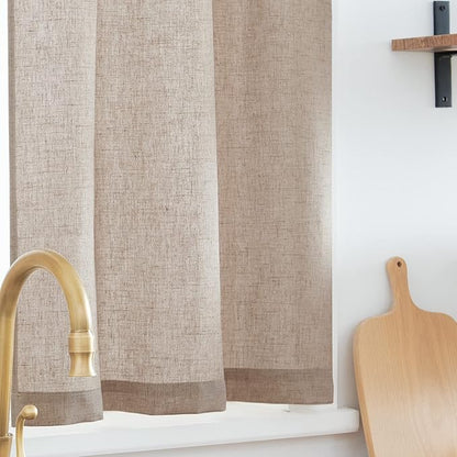 jinchan Grey Kitchen Curtains and Valances Set 3 Pieces Linen Tiers and Valance - Image 6