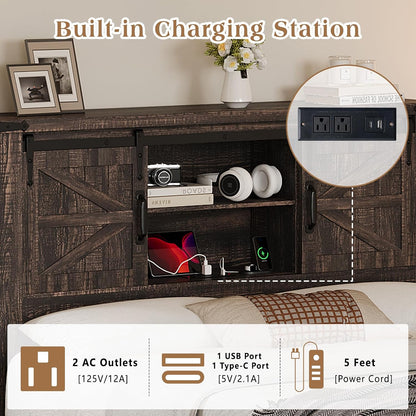 luxoak full size farmhouse platform bed with storage, close-up detail
