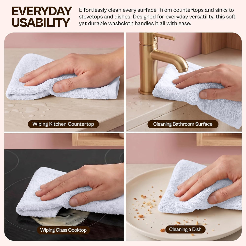 Utopia Towels 60 Pack Washcloths, 12x12 In, 100% Cotton, White