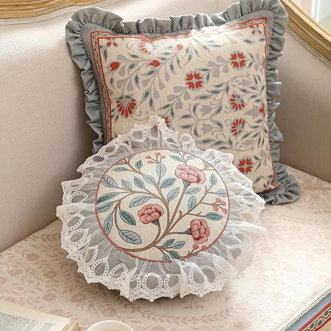 Floral Throw Pillow Covers Set of 2, Cottage Rustic - Image 9